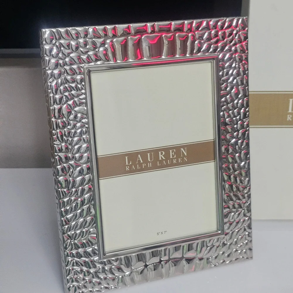 Lauren Ralph Lauren Crocodile 5x7 Nickel Plated Steel Picture Frame‎ NIB